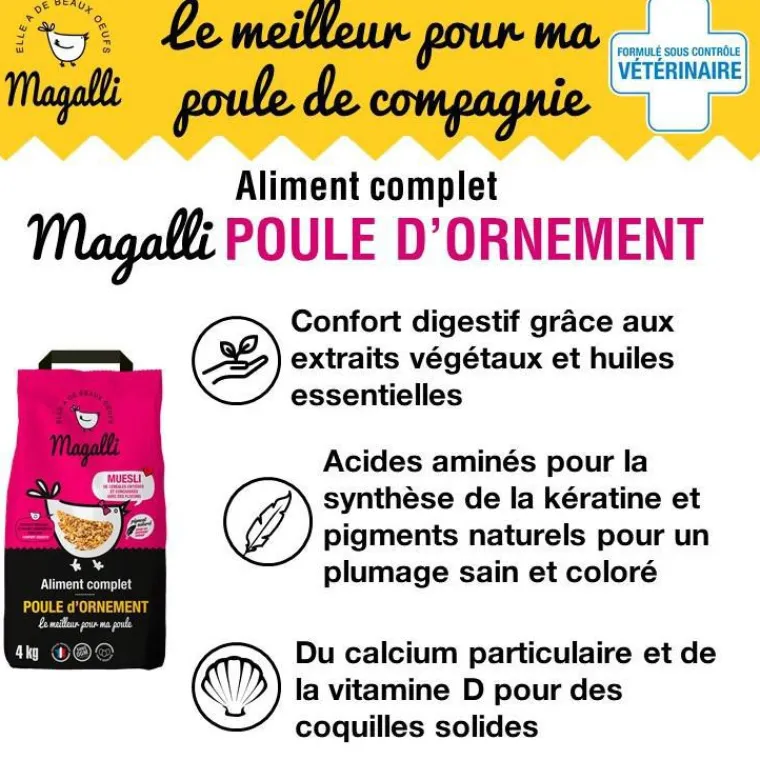 MAGALLI Aliment complet beau plumage pour volaille en sac jaune de 4 kg