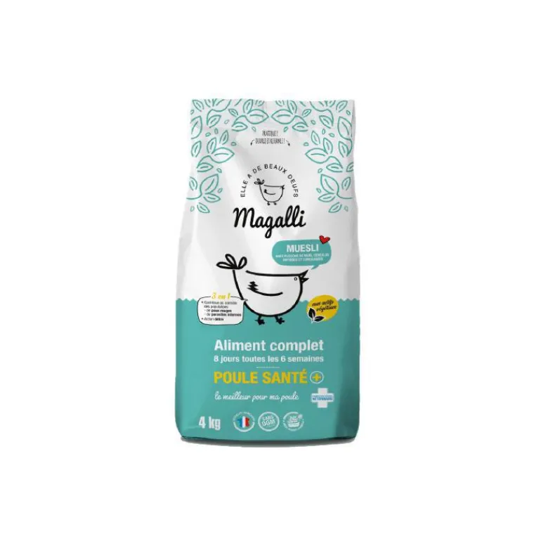MAGALLI Aliment complet pour poule pondeuse Santé Plus en sac bleu de 4 kg