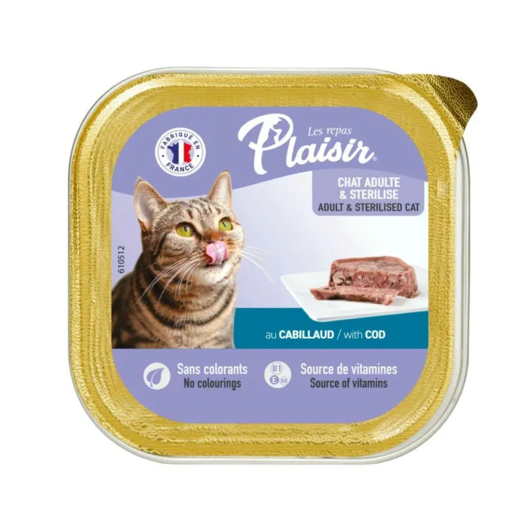 REPAS PLAISIR Aliment humide chat stérilisé Plaisir cabillaud en barquette de 100 g