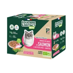 EQUILIBRE & INSTINCT Aliment humide pour chat adulte bio saumon petits pois carottes Équilibre & Instinct - 12 x 85 g