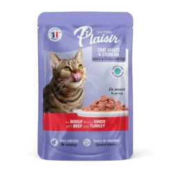 LES REPAS PLAISIR Aliment humide pour chat Plaisir bœuf dinde en pochon de 100 g
