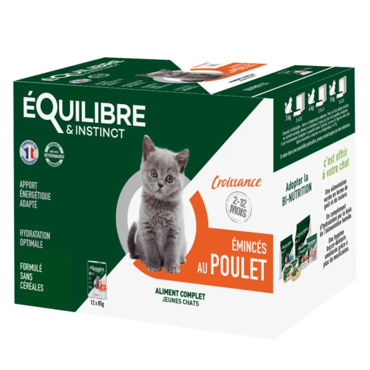 EQUILIBRE & INSTINCT Aliment humide pour chaton poulet spécial croissance Équilibre & Instinct - 12 x 85 g