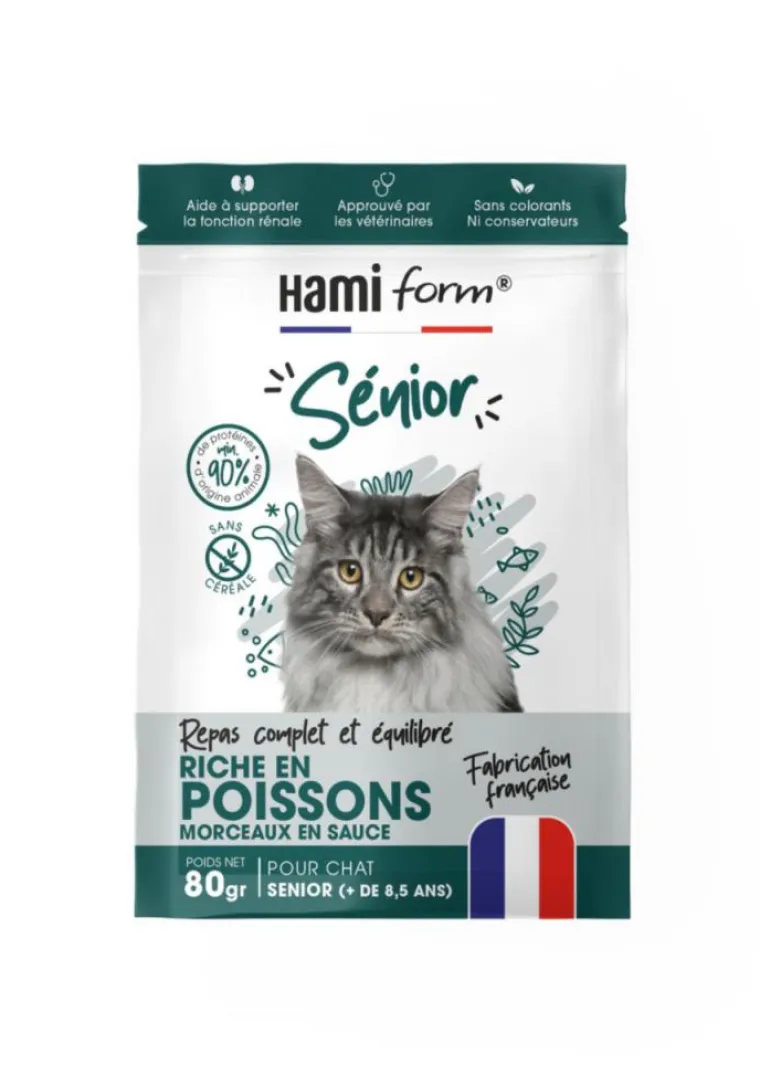 HAMIFORM Alimentation complète pour chat senior de + 8,5 ans poisson - pochon de 80 g