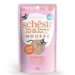 SCHESIR Alimentation humide pour chaton saumon et poulet Lifestage Velvet mousse Baby - 70 g