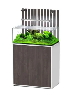 ADM AUXINE Aquarium + meuble bois/blanc avec LED RGB Shallow - 80 x 45 x 30 cm
