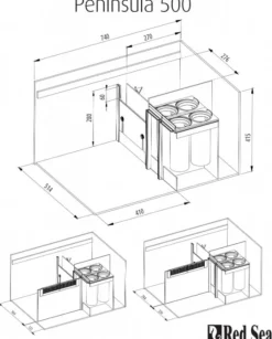 RED SEA Aquarium en verre avec meuble et éclairage ReefLED - AQUARIUM REEFER Peninsula P500 - 500L