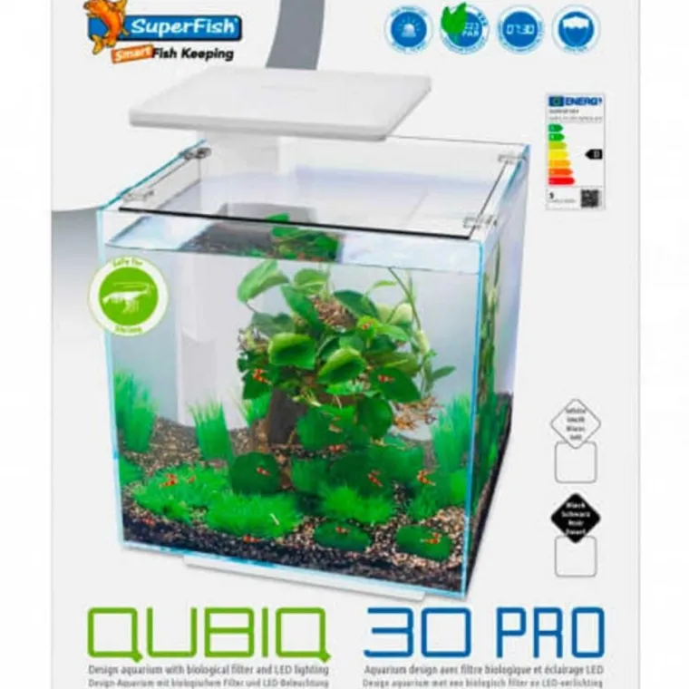 SUPERFISH Aquarium équipé blanc, Qubiq 30 PRO - 30L