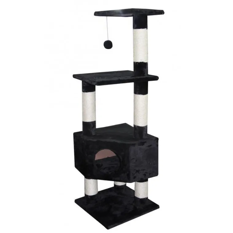 EBI Arbre à chat avec panier et griffoir coloris noir Eco Loonaa classic - 135 cm