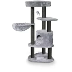 PETREBELS Arbre à chat avec panier et griffoir coloris gris Charlotte Royal - 134 cm