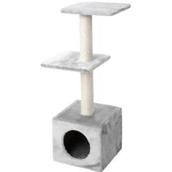 EBI Arbre à chat avec panier et griffoir coloris gris Palazzo - 90 cm