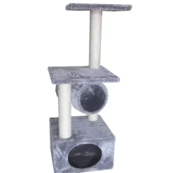 EUROPET Arbre à chat avec panier et griffoir coloris gris Rodo - 110 cm