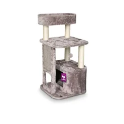 PETREBELS Arbre à chat avec panier et griffoir coloris cappuccino Little Rock - 99 cm