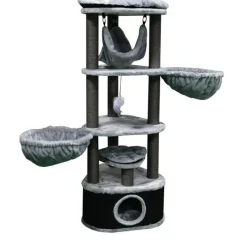 PETREBELS Arbre à chat avec panier et griffoir coloris gris Catharina - 160 cm