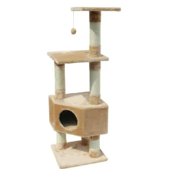 EBI Arbre à chat avec panier et griffoir coloris beige Eco Loonaa classic - 135 cm