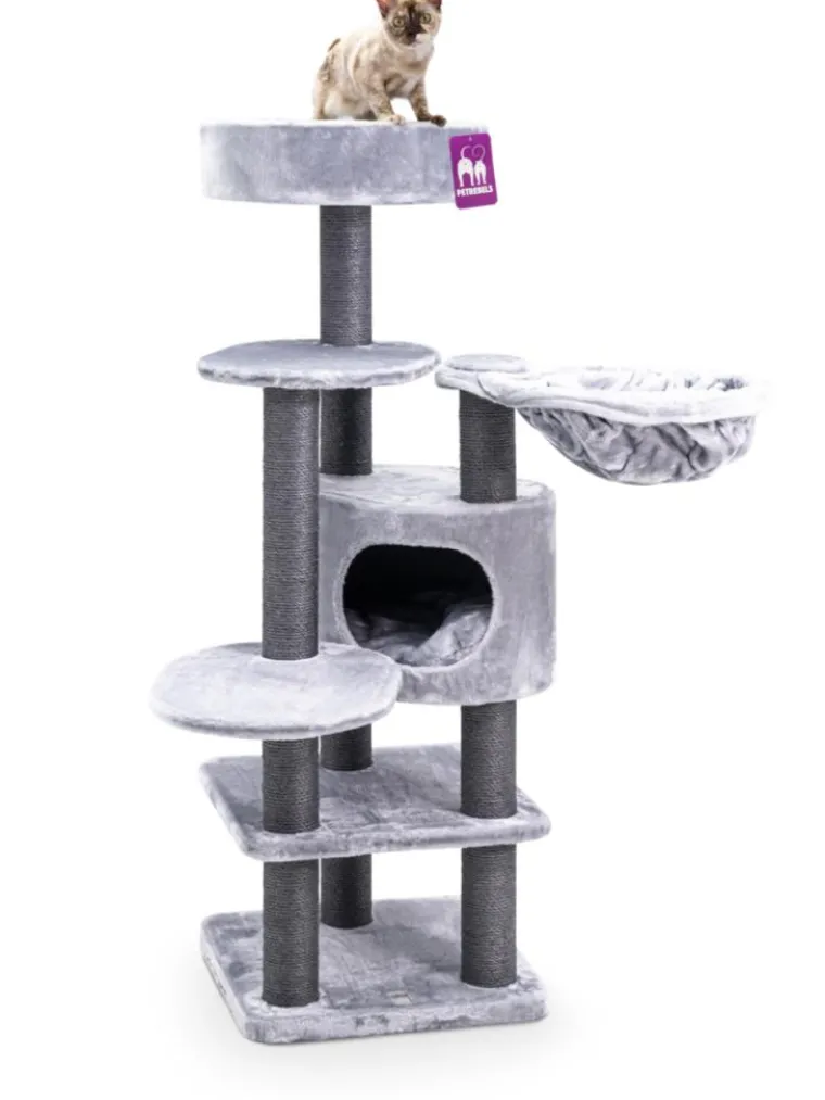 PETREBELS Arbre à chat coloris gris Jane 138 - 50 x 50 x 138 cm