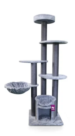 PETREBELS Arbre à chat coloris gris Cottage 191 – 60 x 60 x 191 cm