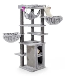 PETREBELS Arbre à chat coloris gris Ramses 158 - 50 x 50 x 158 cm