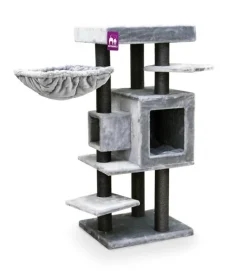 PETREBELS Arbre à chat coloris gris Cleopatra 134 – 55 x 45 x 134 cm