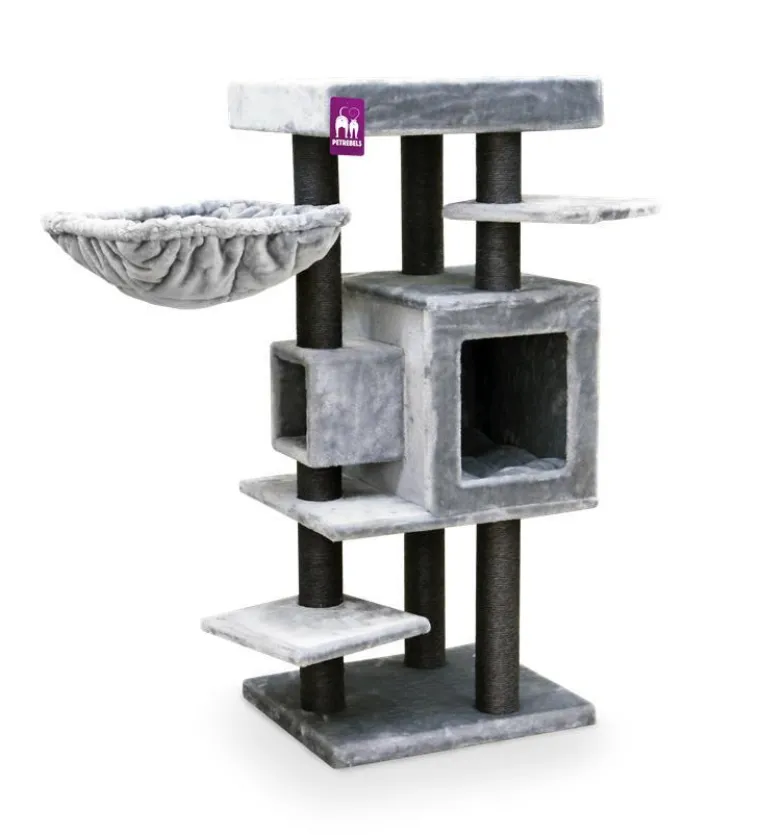 PETREBELS Arbre à chat coloris gris Cleopatra 134 – 55 x 45 x 134 cm