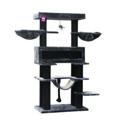 PETREBELS Arbre à chat coloris noir Lookout 198 - 100 x 60 x 198 cm