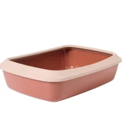 SAVIC Bac à litière avec rebord pour chat coloris champagne Iriz - 50 x 37 x 14 cm