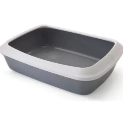 SAVIC Bac à litière Iriz avec rebords coloris gris - 42x31x12,5 cm