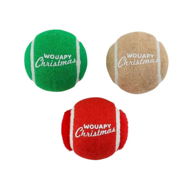 WOUAPY Balles de tennis de Noël pour chien avec squeaker coloris multicolore - coffret de 3 jouets