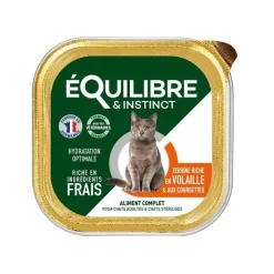 EQUILIBRE & INSTINCT Barquette alimentaire pour chat stérilisé goût volaille - 85 g