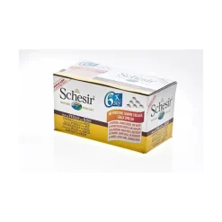 SCHESIR Boîte pour chat Poulet + bouillon 6 x 50 g