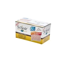 SCHESIR Boîte pour chat Poulet + bouillon 6 x 50 g