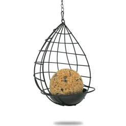 CLOSEAU Boule géante distributeur de graines coloris gris en métal - 26 x 18 x 18 cm