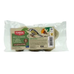 TYROL Boules de graisse à l'huile d'insecte pour oiseaux de la nature – 80 g x 6