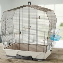 SAVIC Cage à oiseaux exotiques et canaris coloris marron Mary 50 avec fils cuivrés – 71,5 x 38,5 x 73,5 cm