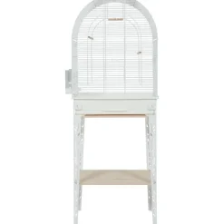ZOLUX Cage avec meuble pour les oiseaux exotiques ou les canaris coloris blanc Chic Patio – 53 x 33 x 144 cm (cage + pieds)