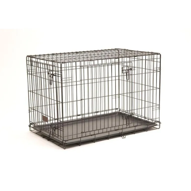 NEW CONCEPT INT Cage d'éducation noire pour chien et chiot à 2 portes - 91 x 58 x 63 cm