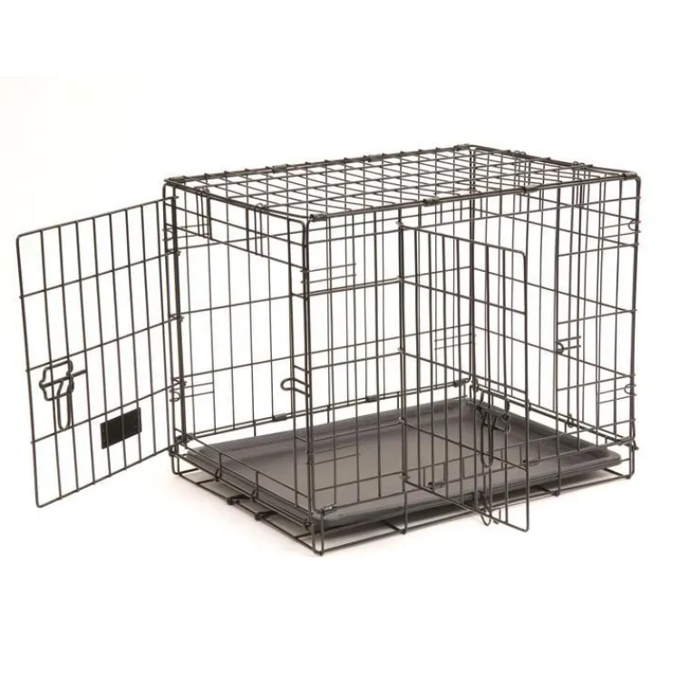 NEW CONCEPT INT Cage d'éducation noire pour chien et chiot avec 2 portes - 61 x 45 x 48 cm