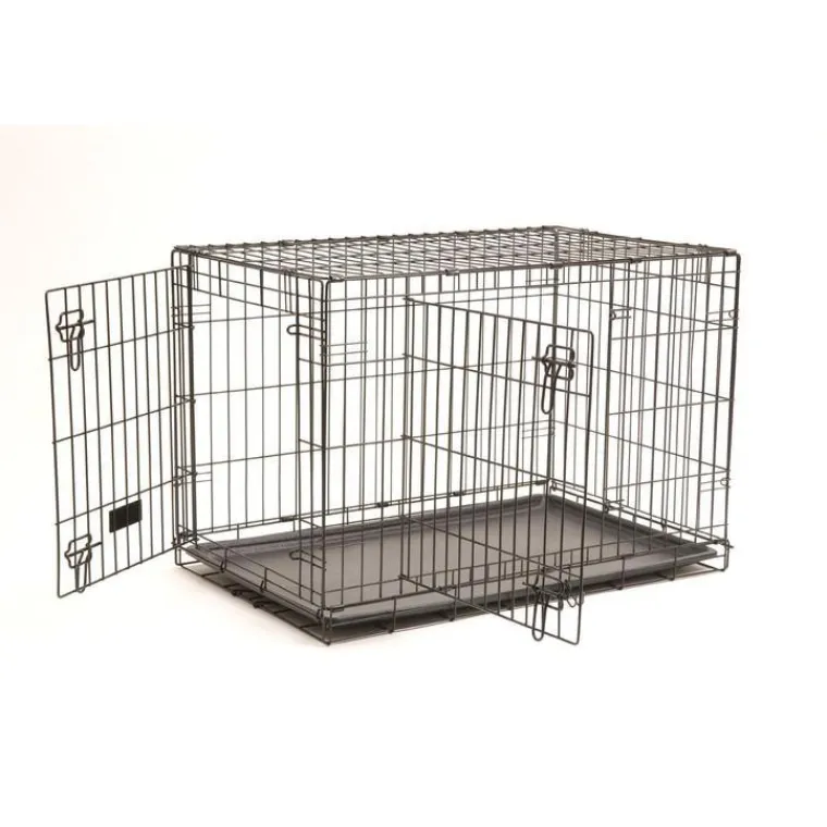 NEW CONCEPT INT Cage d'éducation noire pour chien et chiot avec 2 portes - 76 x 48 x 53 cm