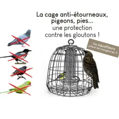 NATURES MARKET Cage de protection anti-étourneaux noire en métal Ø 27,5 x 25 cm