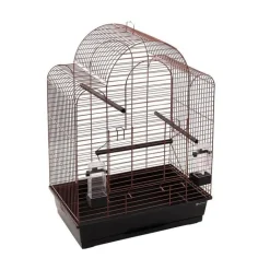 FLAMINGO Cage ouverte pour perruche coloris noir et cuivre Édith – 54 x 34 x 74,5 cm