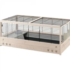 FERPLAST Cage pour lapin en bois coloris blanc Arena 120 - 125 x 64,5 x 51 cm