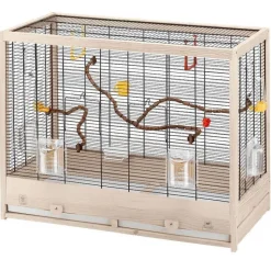FERPLAST Cage pour oiseau avec armature en bois certifié FSC® Giuletta 6