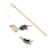 DUVOPLUS Canne à pêche pour chat coloris marron oiseau avec plumes nature