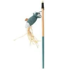 D&D Canne à pêche pour chat coloris multicolore animal avec queue en paille Home Rocco - 35 x 5 x 4 cm