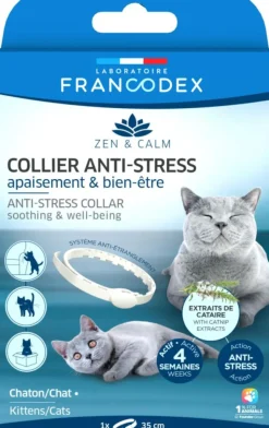 FRANCODEX Collier anti-stress pour chat coloris blanc - Ø 35 cm