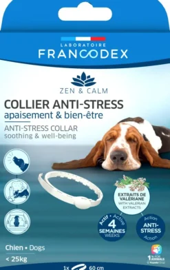 FRANCODEX Collier anti-stress pour chien de moins de 25 kg coloris blanc - Ø 60 cm