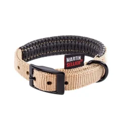 MARTIN SELLIER Collier droit Confort pour chien coloris beige - 2,5x65 cm