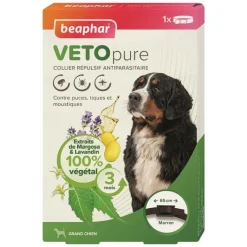 BEAPHAR Collier insectifuge pour le grand chien coloris marron VETOpure – 65 cm