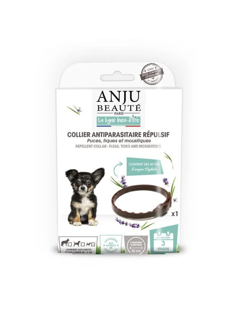 ANJU BEAUTÉ Collier insectifuge pour chiot coloris marron Anju Beauté - 35 cm