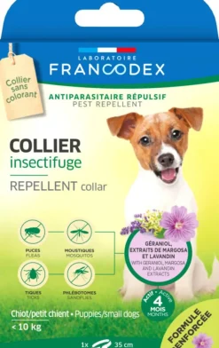 FRANCODEX Collier insectifuge pour chiot et petit chien coloris blanc - Ø 35 cm