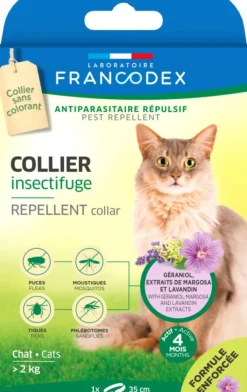 FRANCODEX Collier insectifuge pour chat coloris blanc - Ø 35 cm